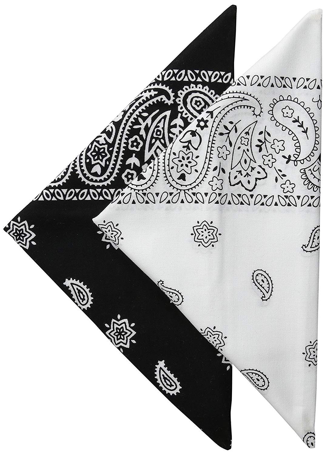 Unisex Cotton Paisley Assorted Bandanas Set (Black, White) - Pack of 2-image-38