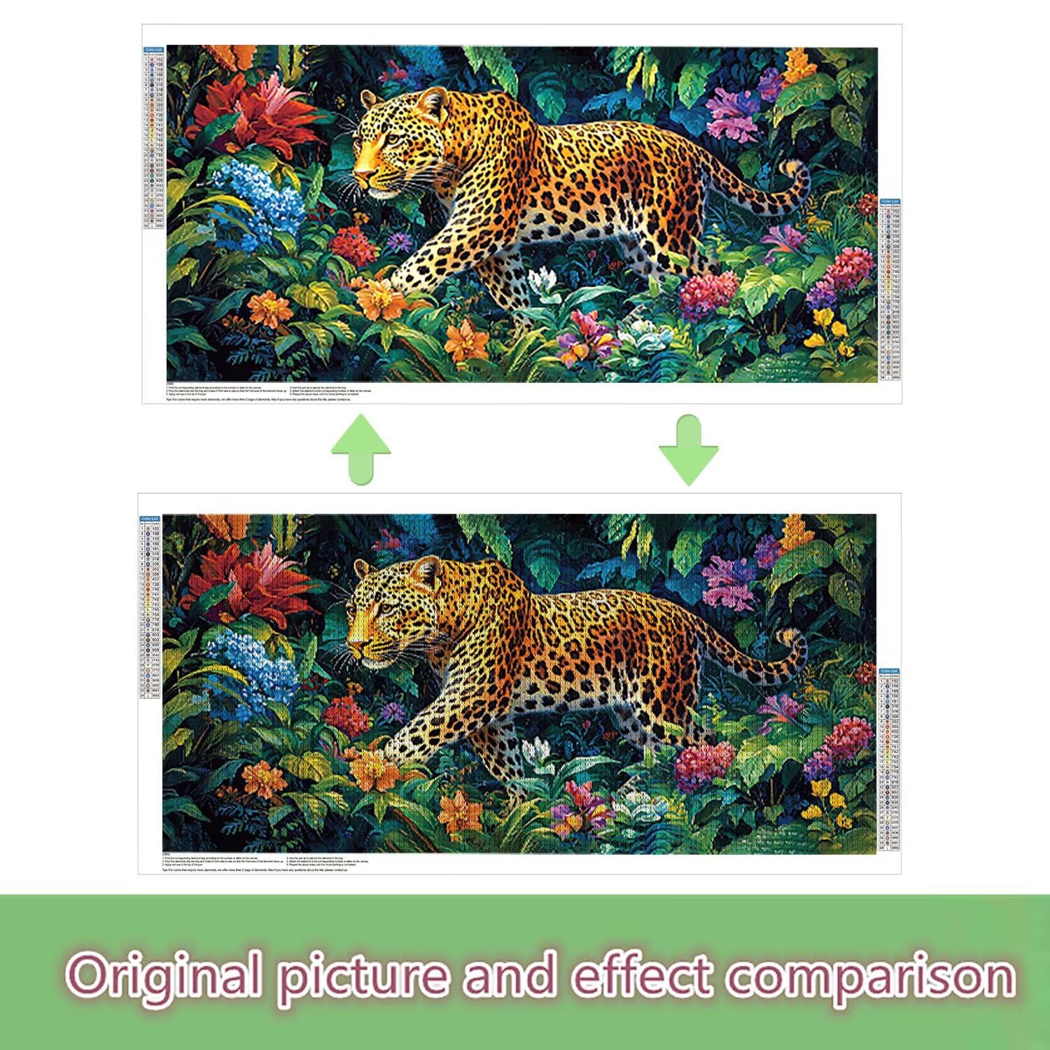 WEISHIWE 5D DIY Leopard Kwiaty Zestawy do malowania Diament, Duży diament Malarstwo dla dorosłych, Diamentowe zestawy artystyczne Rhinestone Ścieg krzyżykowy Kryształ Malarstwo do Wystrój domu