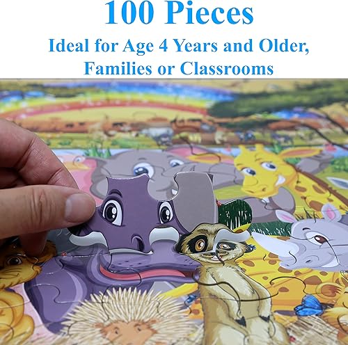 Miniatura 2 de Think2Master Rompecabezas de 100 piezas con diseño de safari de animales de la sabana. Divertido juguete educativo para niños, escuela y familias.