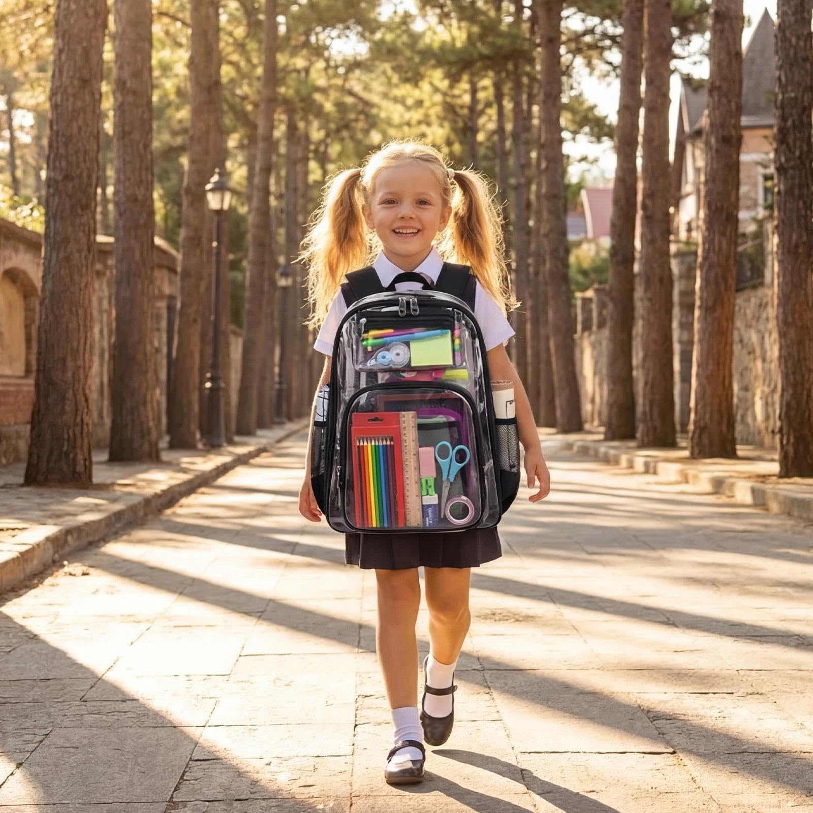 Zaino Trasparente Grande in PVC Impermeabile Plastica Scuola Borsa Robusto Durevole Casual Bag Zainetto Borsa Libro per Scuola Palestra Lavoro Viaggio Stadio Uomo Donna (Version B)
