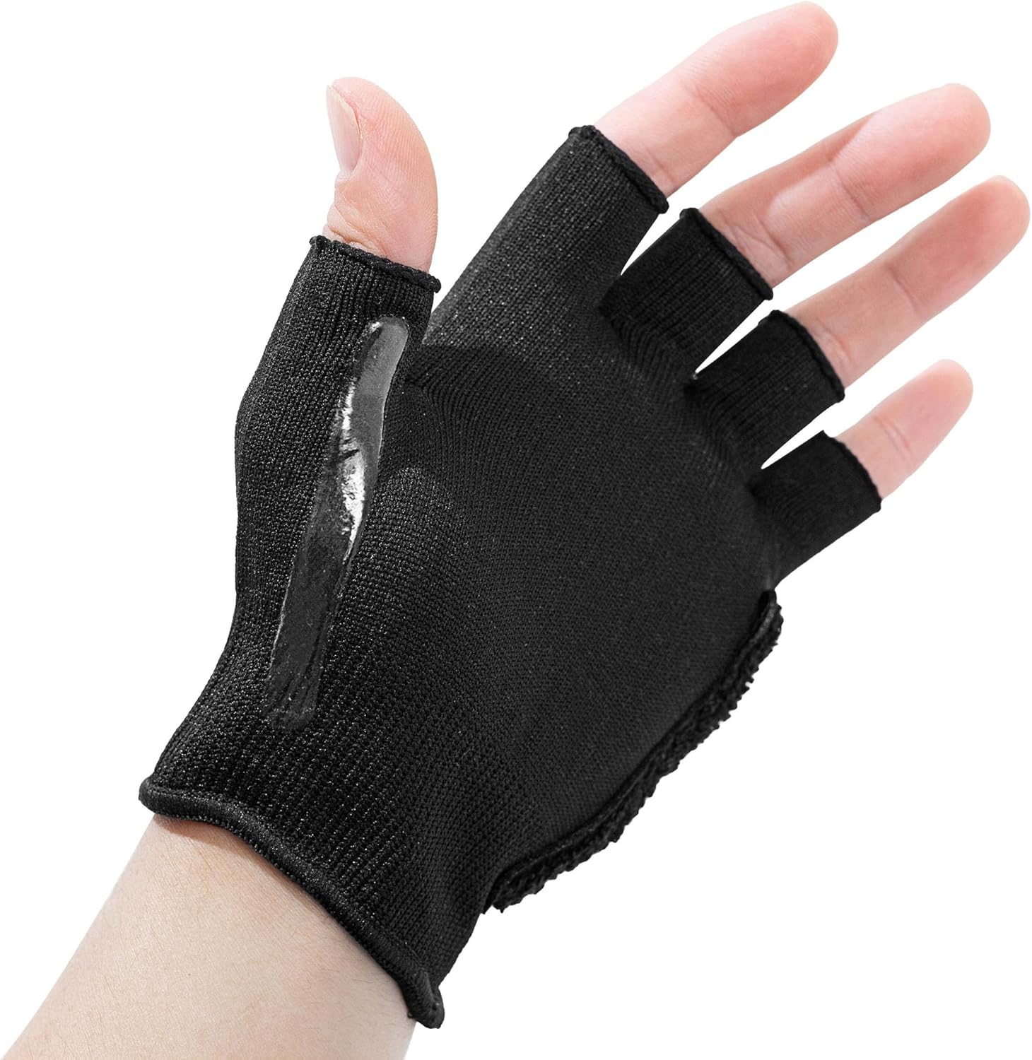 Mirror Running Glove with Squeegee – Fingerless Knit, 100% Nylon, Black, One Size – Easy Cleaning, Wider Field of View