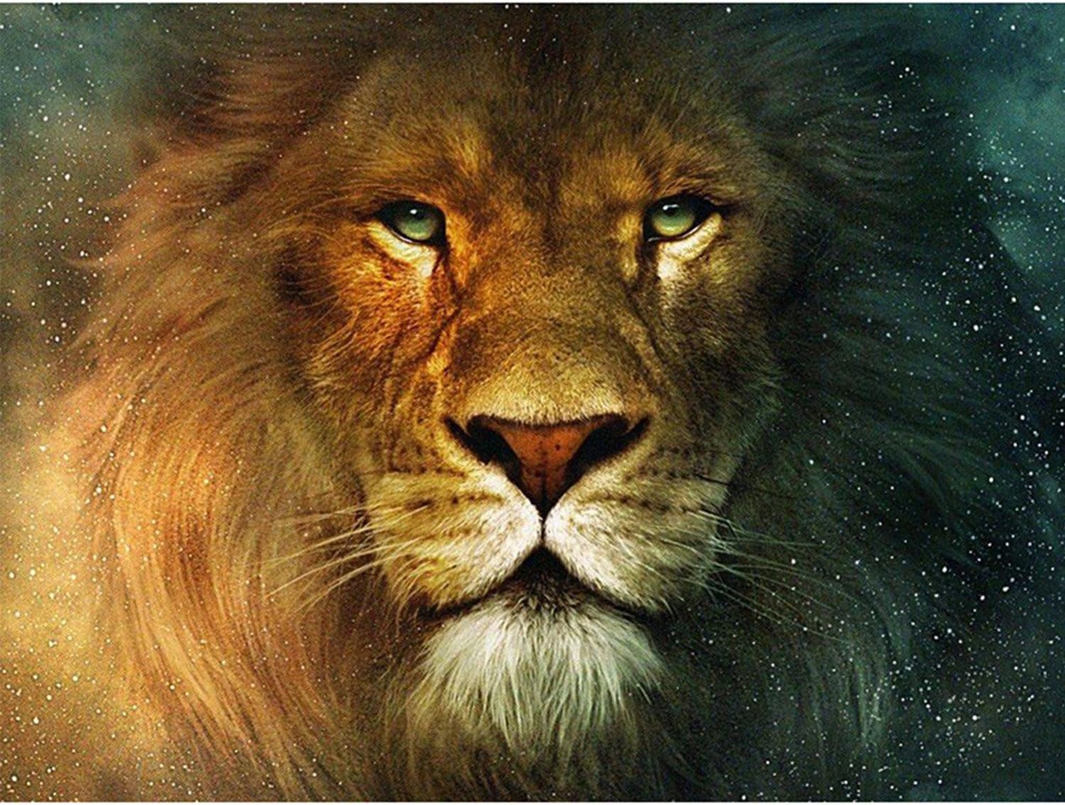 Artoree DIY 5D Diamond Painting by Number Kit for Adult, Full Drill Diamond Embroidery Kit Home Wall Decor-16x16" Lion