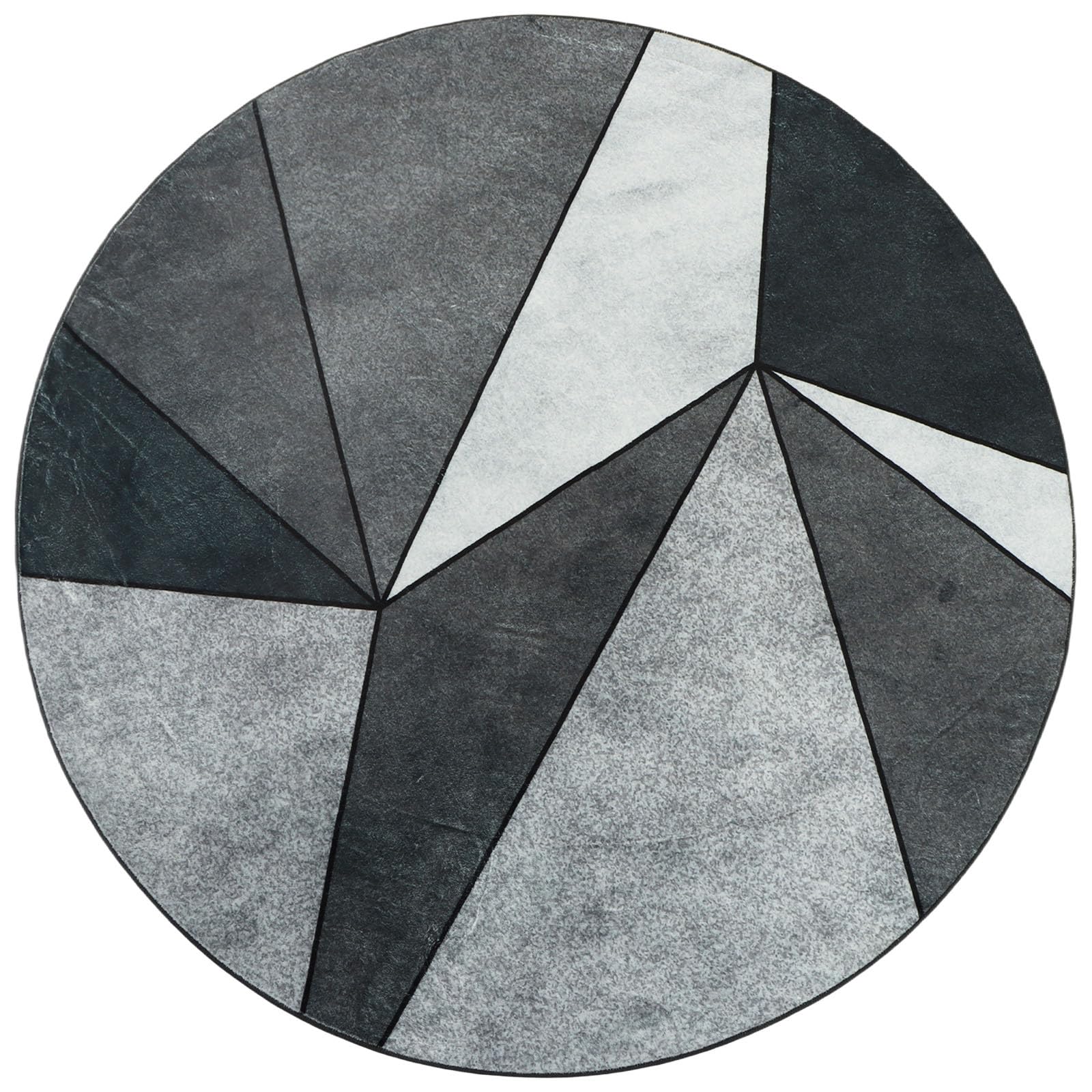 Betadistor Modern Round Rug Abstract Area Rugs Large Living Room Washable Non Slip Area Rug Diameter 120cm Grey Carpet Bedroom Accent Mat Home Décor Rugs Pads Floor Protectors 402-01120