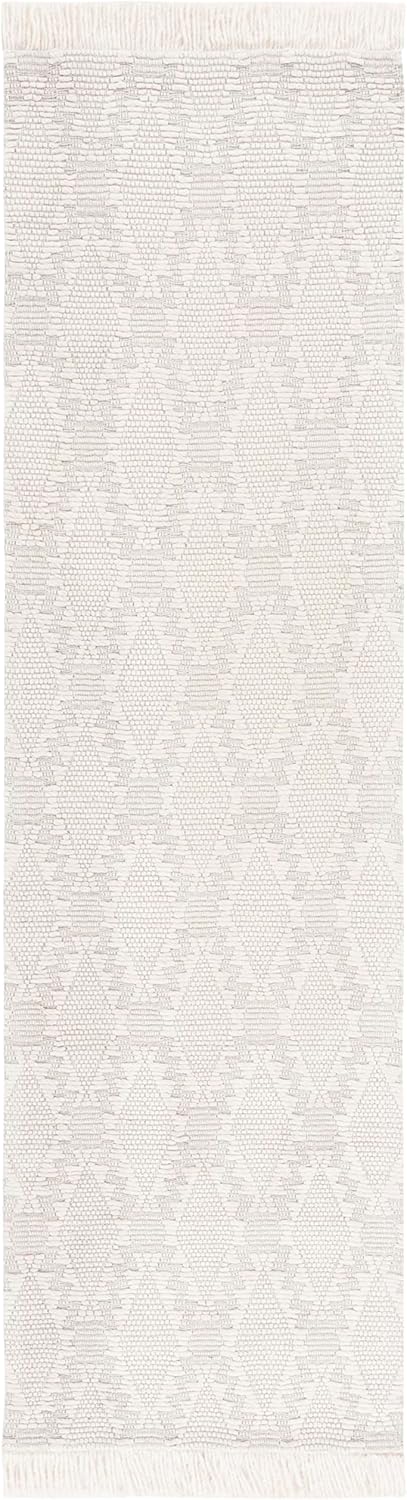 SAFAVIEH Marbella Collection Runner Rug - 2'3" x 8', Ivory, Handmade Boho Trellis Fringe Wool, Ideal for High Traffic Areas in Living Room, Bedroom (MRB202A)