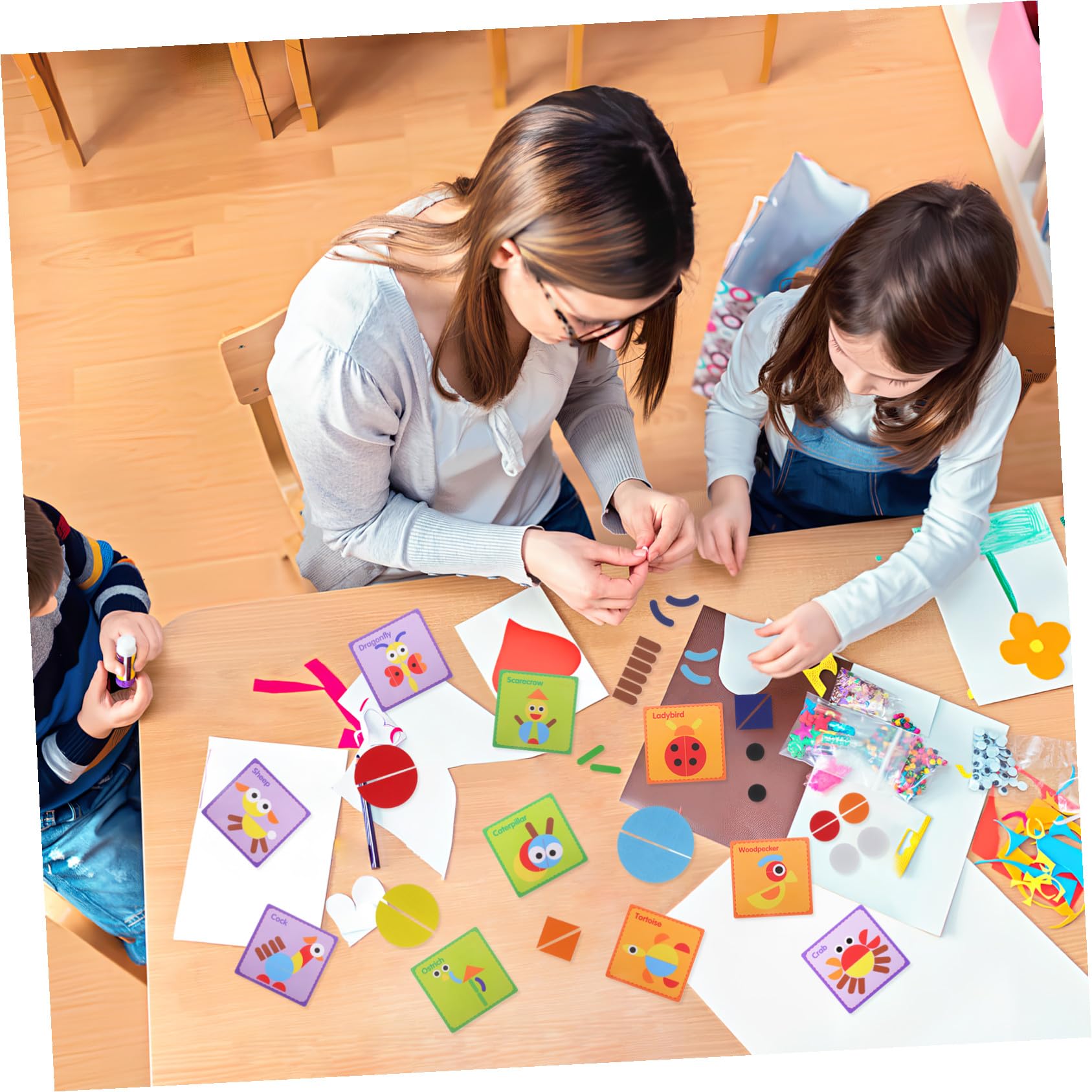 Tablero de Clasificación de Patrones Montessori de Madera Tarjetas Impresas, Formas Geométricas para Aprendizaje Preescolar