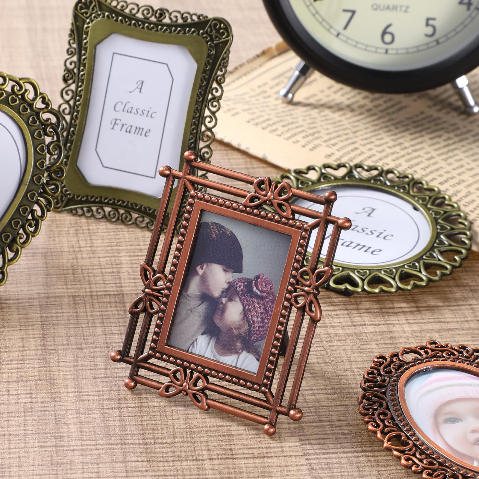 6 Pcs Mini Vintage Picture Frame 1 Inch Wallet Size Picture Frames
