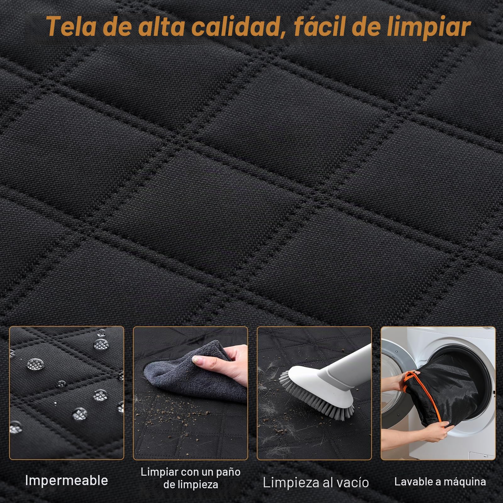 Pecute Funda Coche Perro 132 * 62 CM, Protector Coche Perros Asiento Trasero, Paneles Rígidos Mejorados, Soporte hasta 150 kg, Espacio Aumentado en un 40% para una Cobertura Total del Asiento Trasero