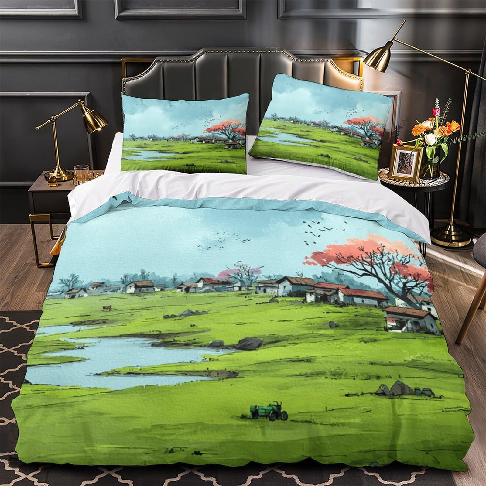 Housse de couette 3D effet super doux en microfibre résistante avec fermeture éclair