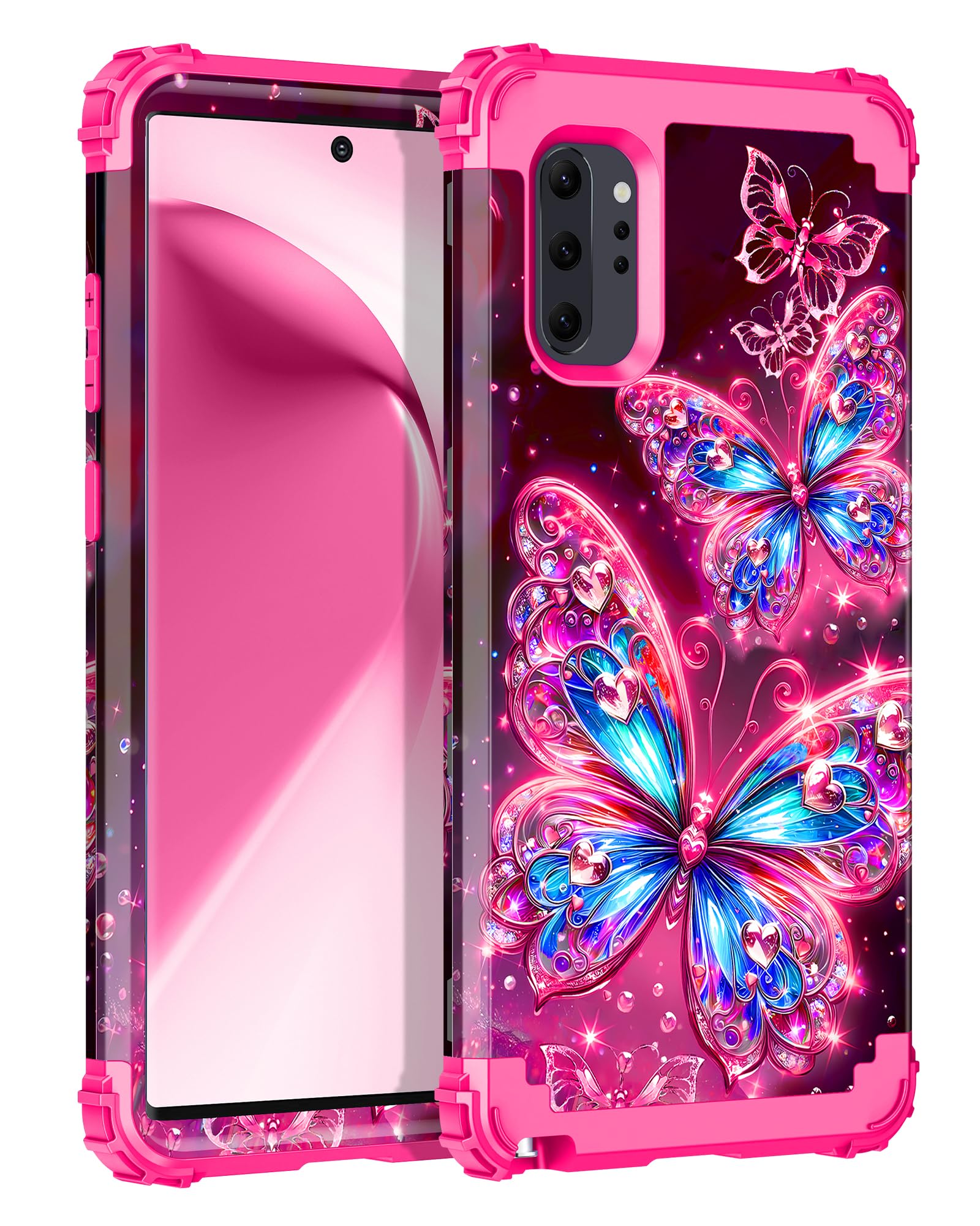 Miqala Compatible with Galaxy Note 10 Plus Case,Glow in The Dark Three Layer Heavy Duty Shockproof Protection Hard Plastic Bumper+Soft Silicone Case