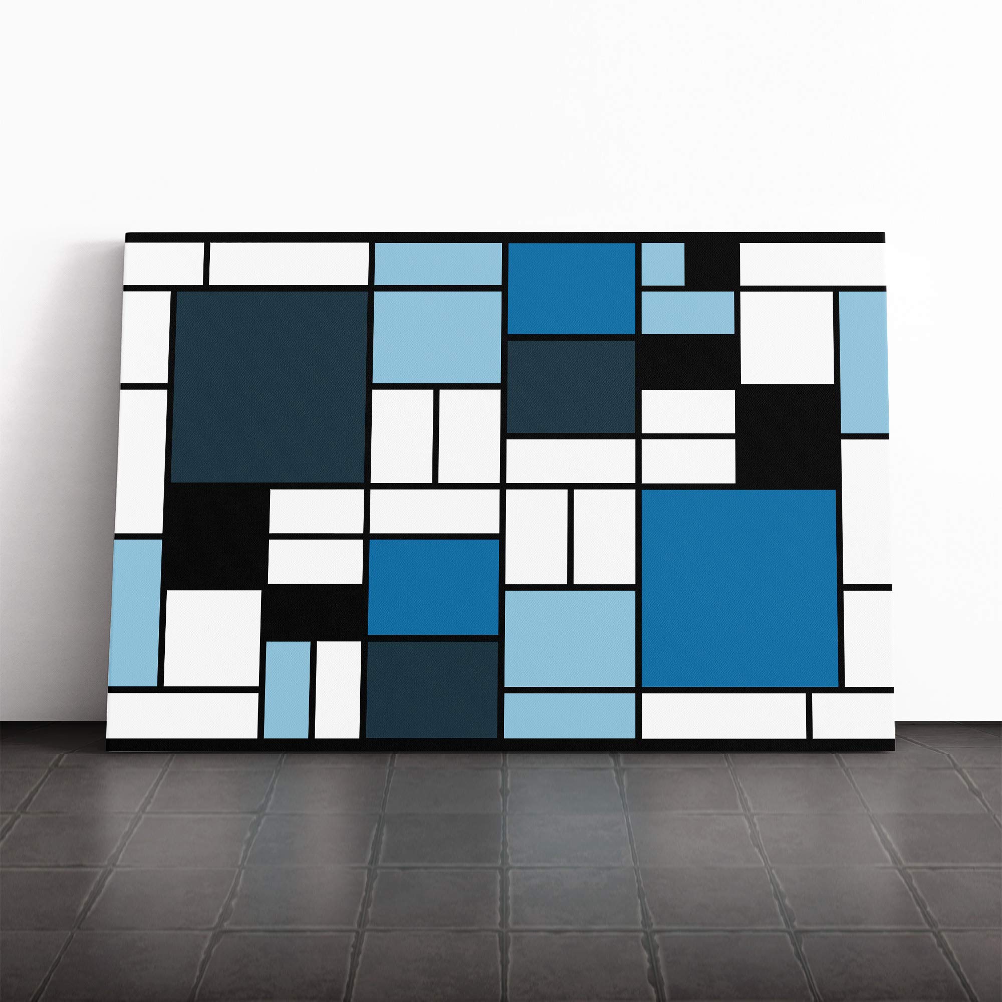 Piet Mondrian Style of Alternate (5) Canvas Print | Gallery Wrapped 30mm Frame Wall Art | 30x20 inches | Ready to Hang | Modern Picture | Living Room Bedroom Lounge Office