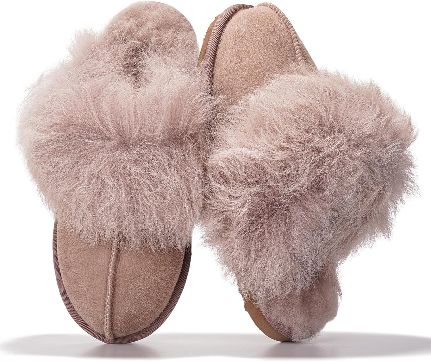 Project Cloud 100% Genuine Leather Slippers for Women Footwear with Genuine Fur Lining Womens Clogs & Mule - Non-Slip Indoor/Outdoor Scuff Womens Slippers with Memory Foam Insole