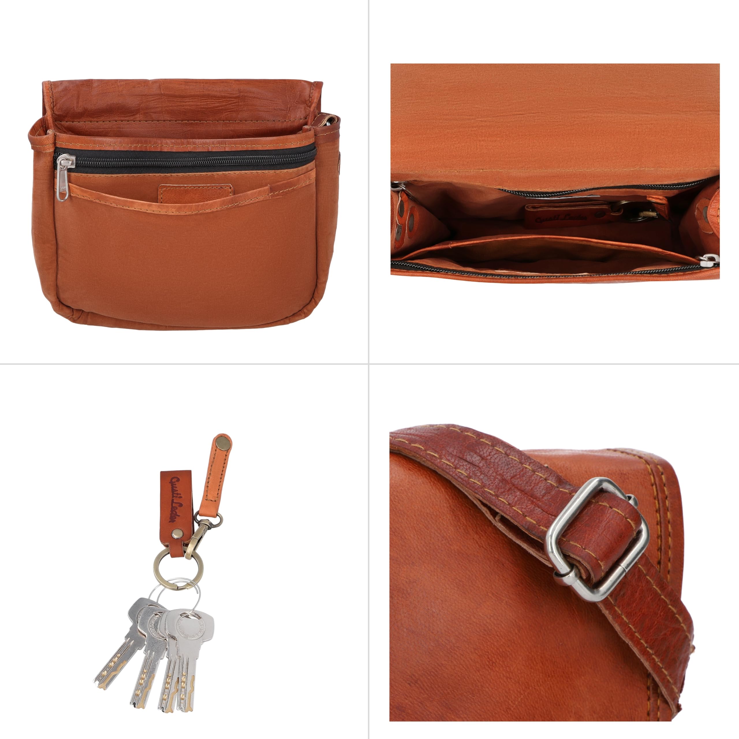 Gusti Bolso de cuero genuino pequeño zumbido bolso bandolera cuero genuino vintage