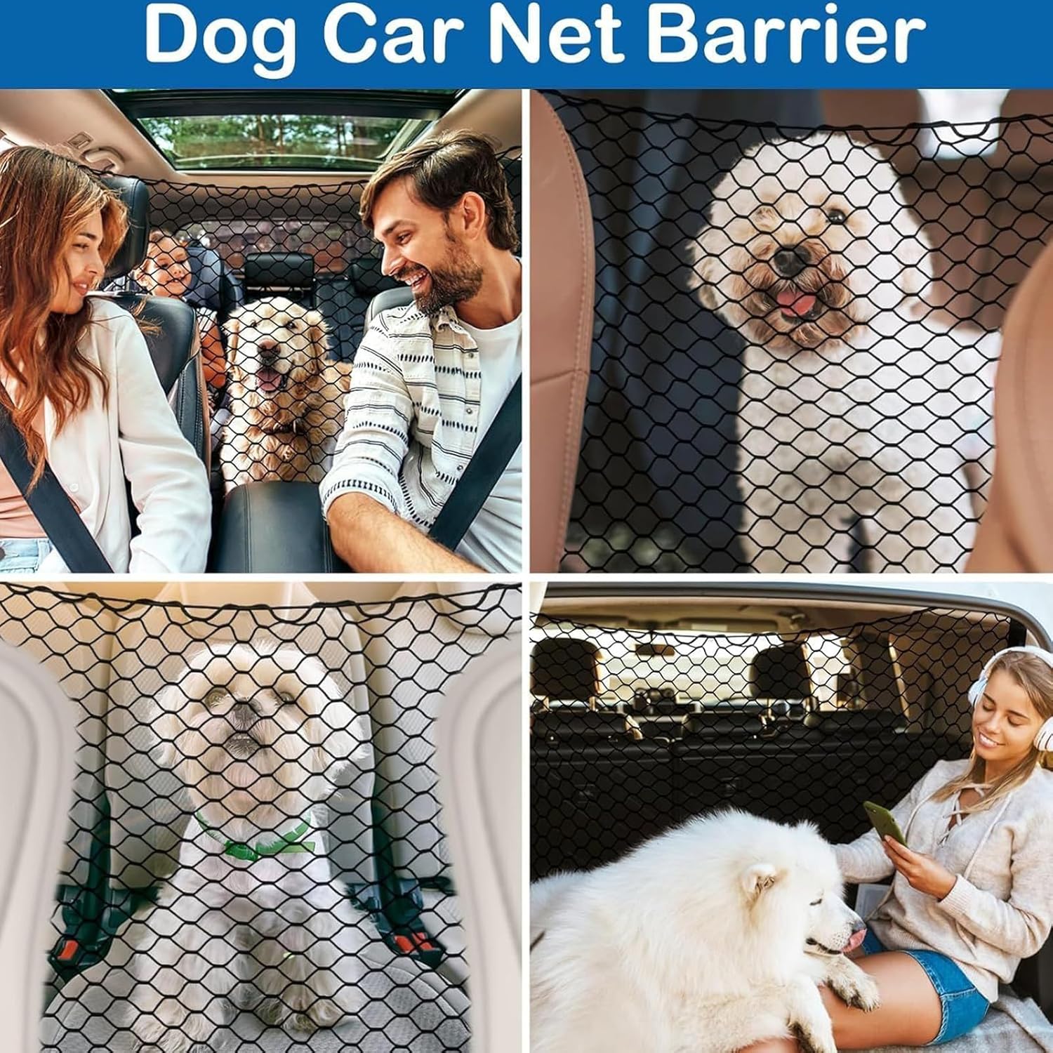 Dog Barrier for SUV – Safety Net for Rear Seat Vehicle Accessory | Barrier Net Transport Car – for SUV Truck Van Trunk Seat Back Travel Road 5
