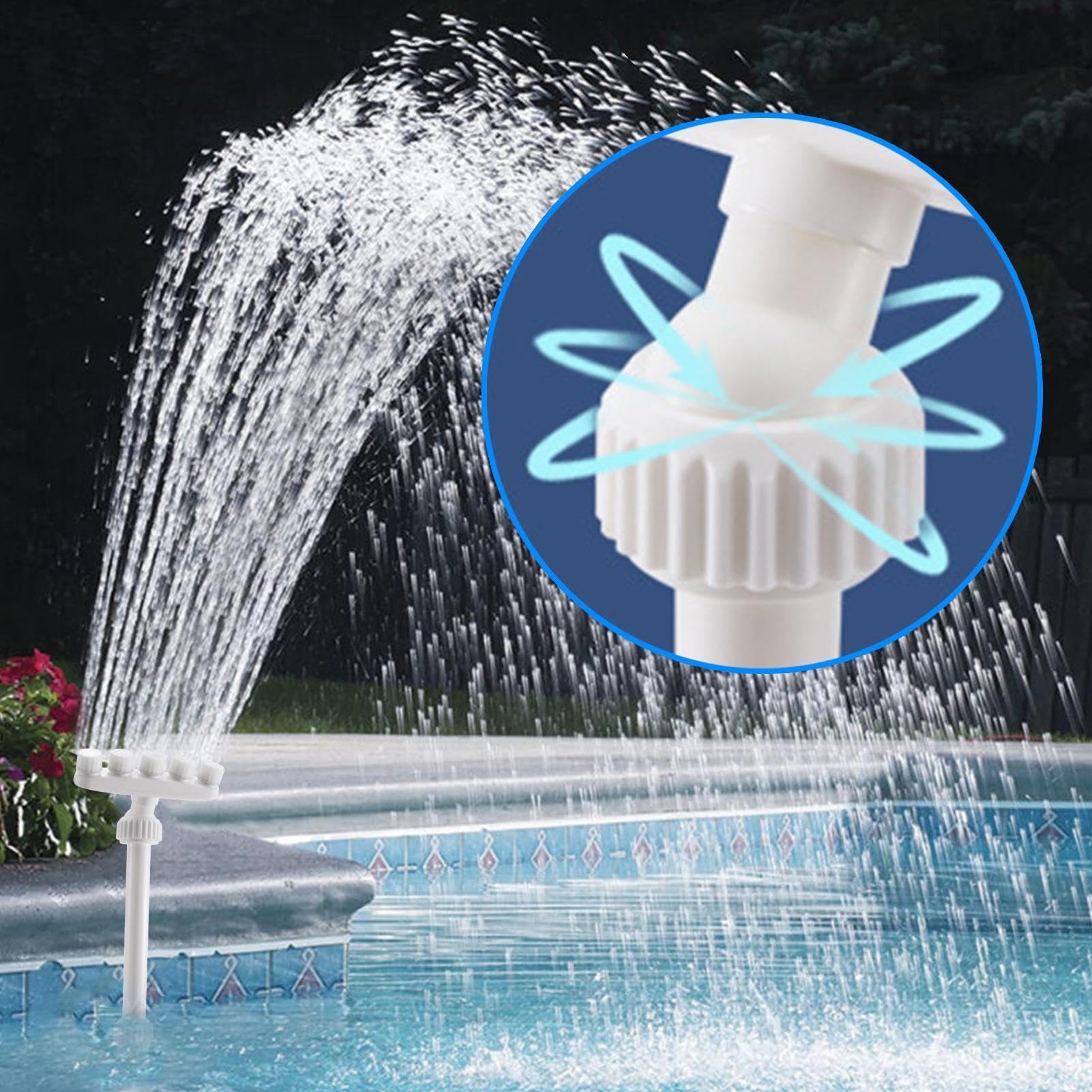 Fuente de agua para piscina, 5 posiciones, pulverizador ajustable en