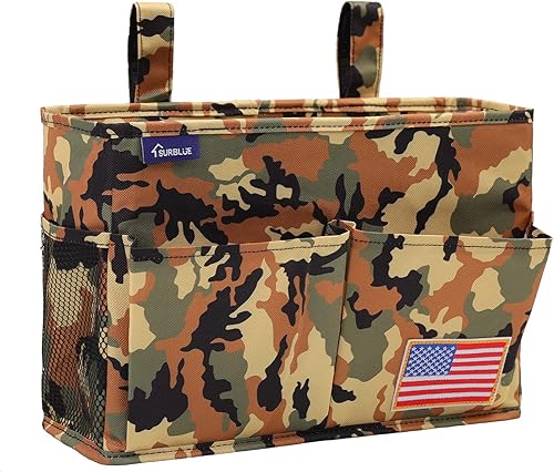 Miniatura 300 de Surblue - Organizador de cama colgante para mesita de noche, bolsa de almacenamiento, bolsillo para literas y camas de hospital, dormitorios Z-Zebra