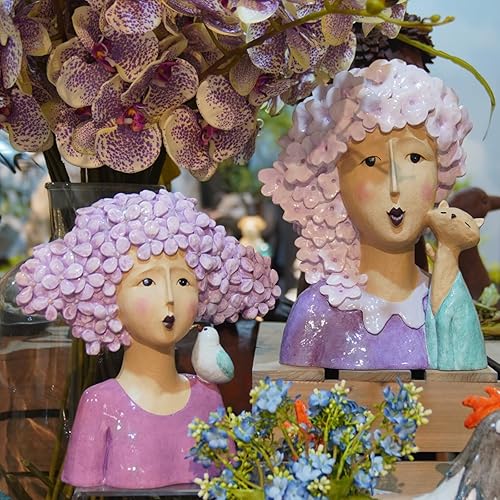 Miniatura 5 de Head Statues - Estatuas de busto para decoración del hogar, 13 pulgadas, estatua de arte moderno para mujeres con gato, esculturas de gato de resina