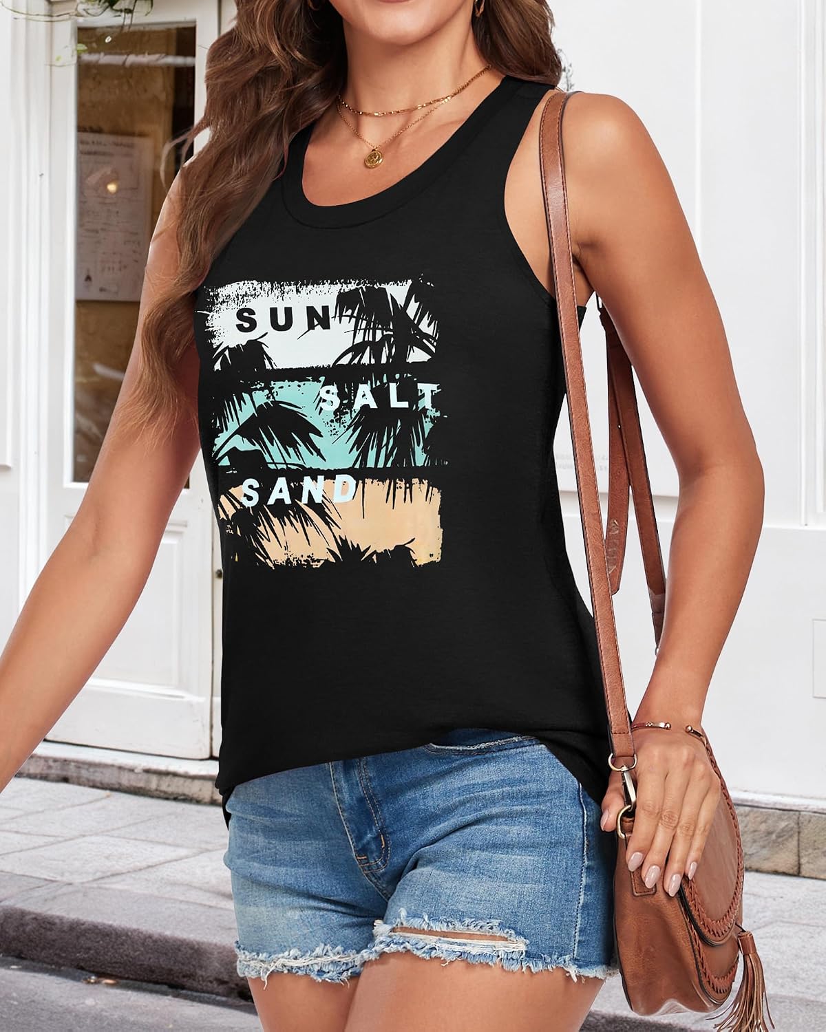 Womens Racerback Tank Tops Summer Sleevelesss Round Neck Graphic Shirts image 3