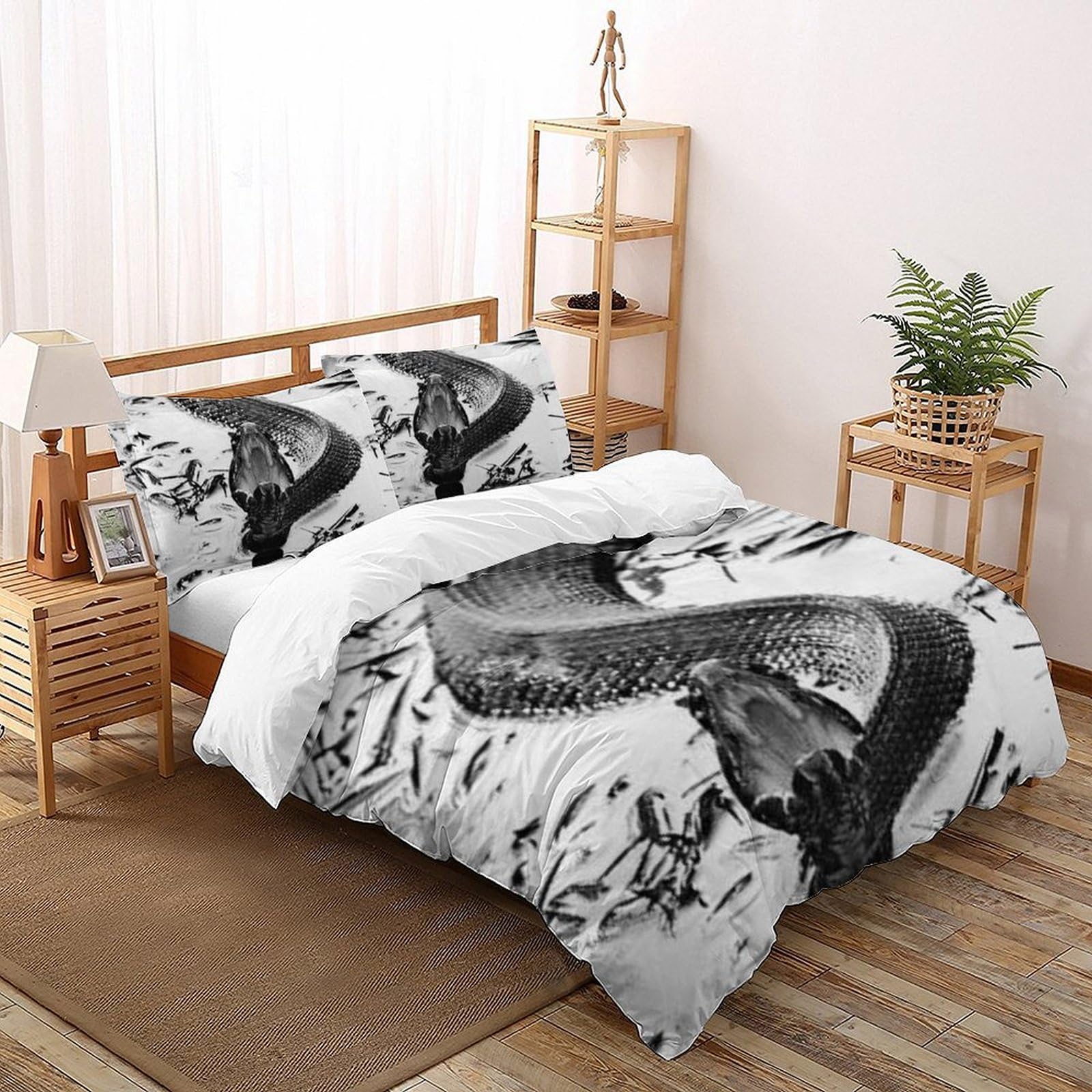 Housse de couette serpent imprimé 3D animaux land taies d'oreiller lit super king enfants microfibre