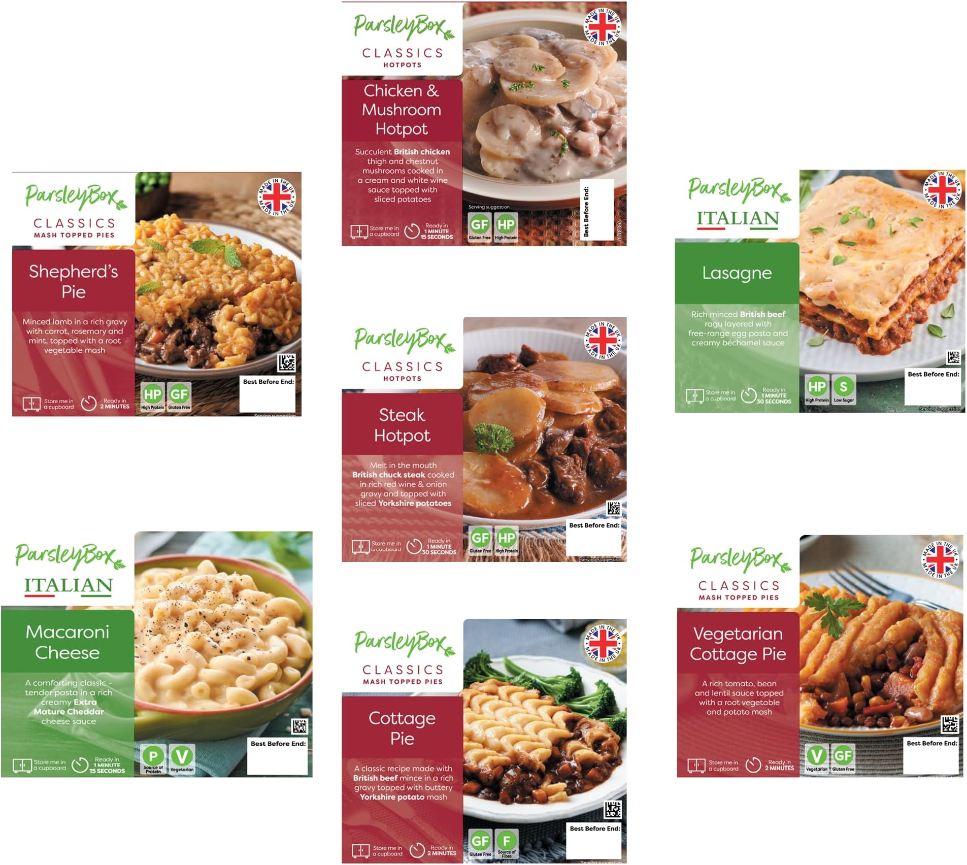 7-Day Perfect Portion Ready Meal Bundle - Microwaveable Cupboard Storage Meals - 7 x 270g Meals