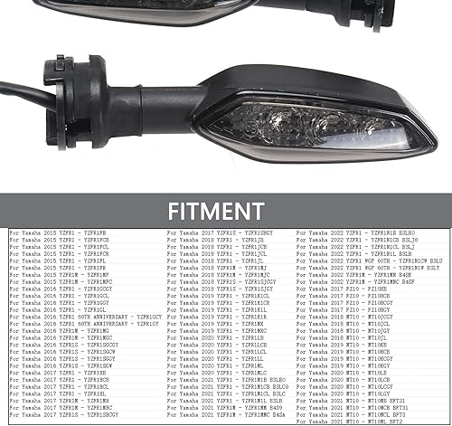 Miniatura 6 de 2 indicadores de señal de giro delanteros o traseros para motocicleta, compatibles con YZF-R1SM 2015-2020 y MT-10 2016-2020 (humo)