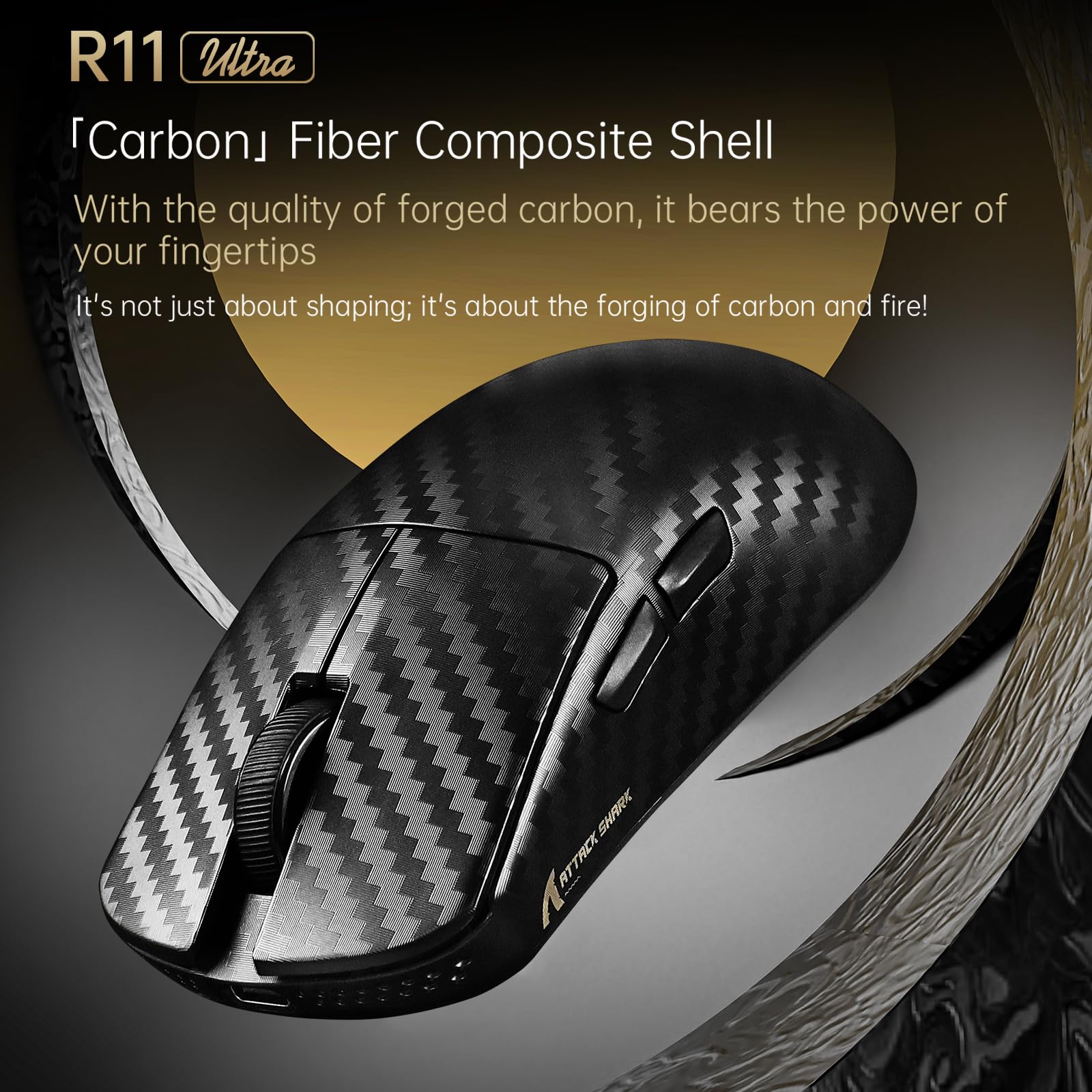 ATTACK SHARK R11 Ultra Mouse gamer sem fio 8K de fibra de carbono