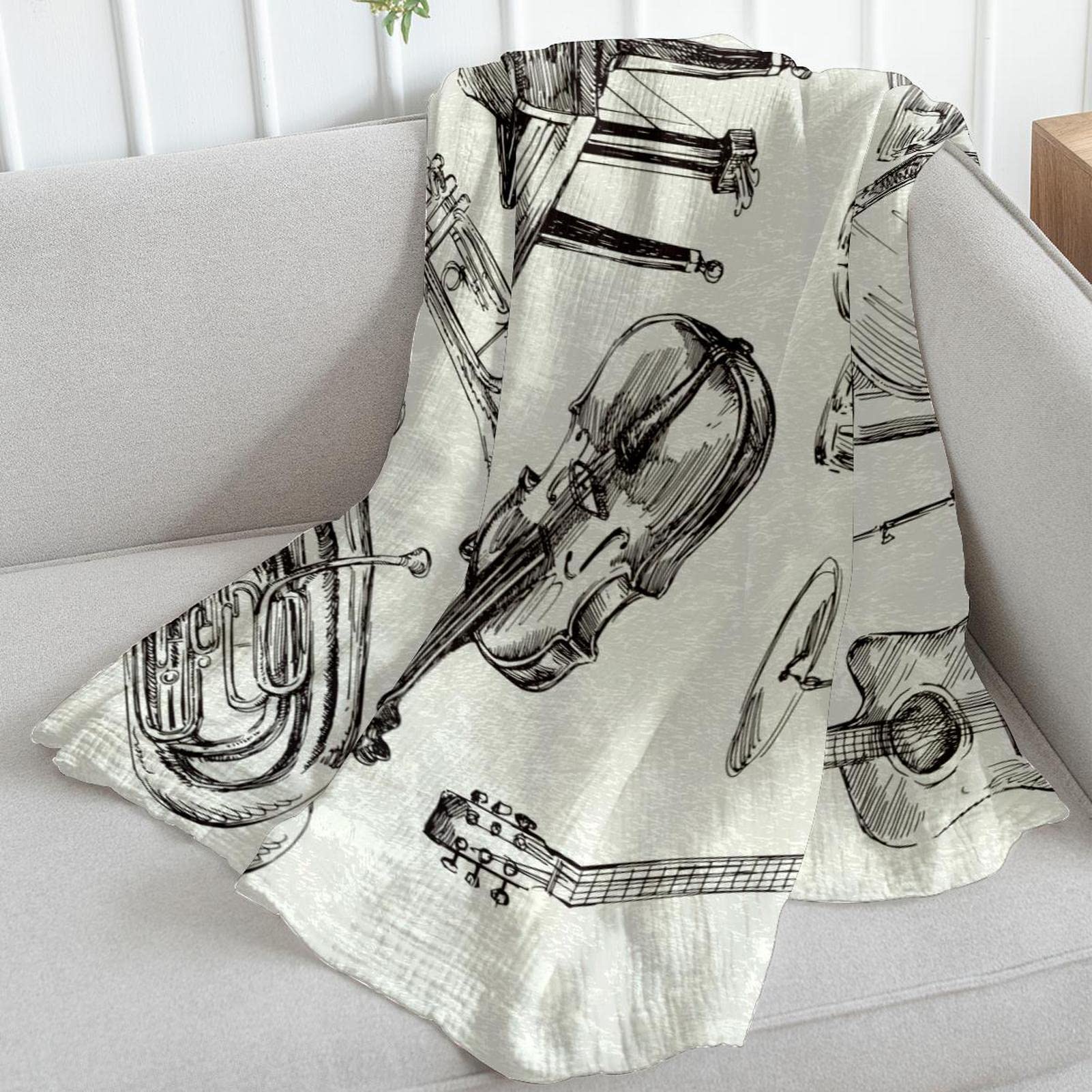 Coperta in pile per strumenti musicali per divano, divano o letto