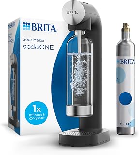 BRITA Aireador de agua sodaONE negro, incluye cilindro de CO2 y botella de PET sin BPA, potencia de agua con gas chispeante (hasta 60 l por cilindro)