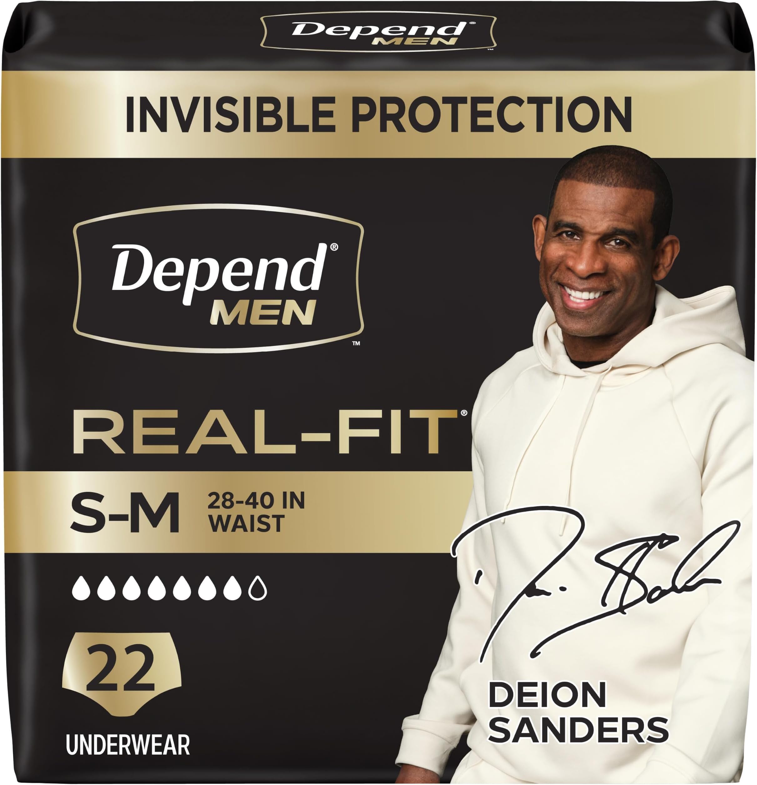 Real Fit Incontinence Underwear for Men, Disposable, Maximum Absorbency, Small/Medium, Grey, 22 Count, Packaging May Vary