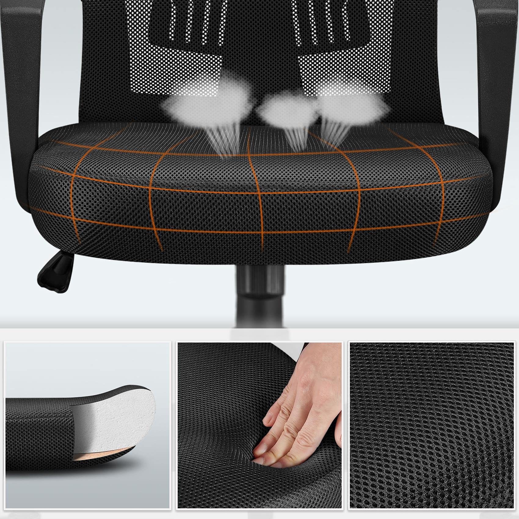 Yaheetech Sedia da Ufficio Scrivania Ergonomica Girevole a Rotelle Supporto Lombare Altezza Regolabile Portata 136 kg Reclinabile con Braccioli Nera | Supporto Lombare, Altezza Regolabile, Portata 136 kg, Rotelle Girevole, Portata 136 kg, per Ufficio Came