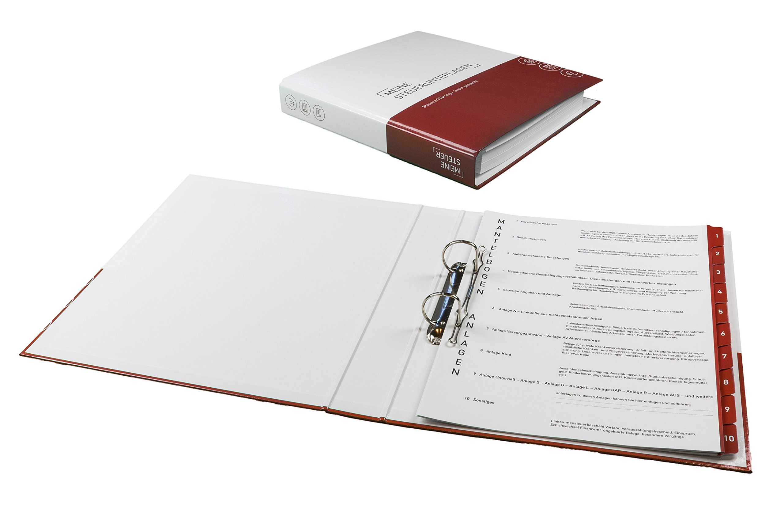 PLASTOREG Smidt GmbH 7er-Pack Themenringbücher mit Register für Versicherungen/Steuern/Vorsorge/Finanzen/Dokumente/Betriebskosten/Gesundheit, Optimale Struktur für die Ablage der wichtigsten Dokumente