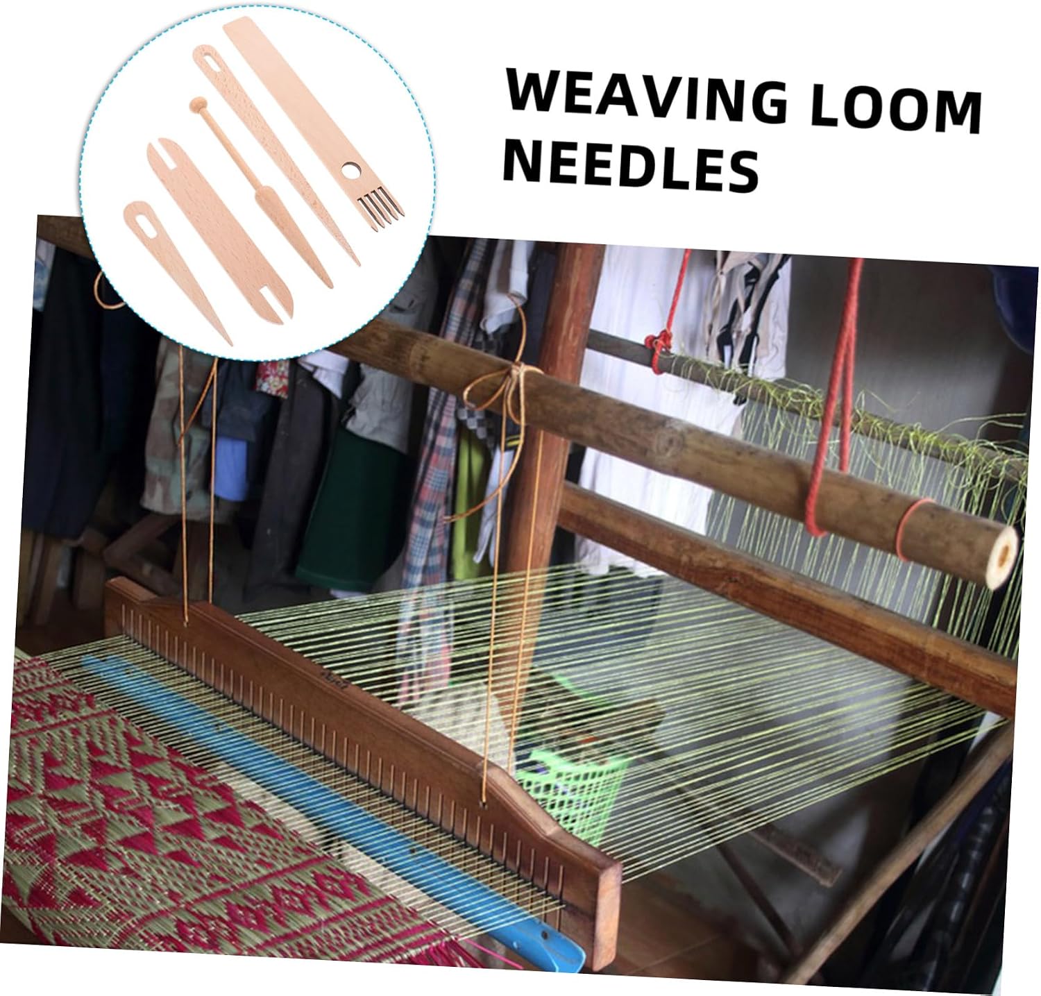 DOITOOL 1Set Mini Wood Hand Loom Stick Weaving Tool Set Accessories for Tapestry and Blanket Making Durable and Portable Weaving Loom Tools for DIY Craft Projects