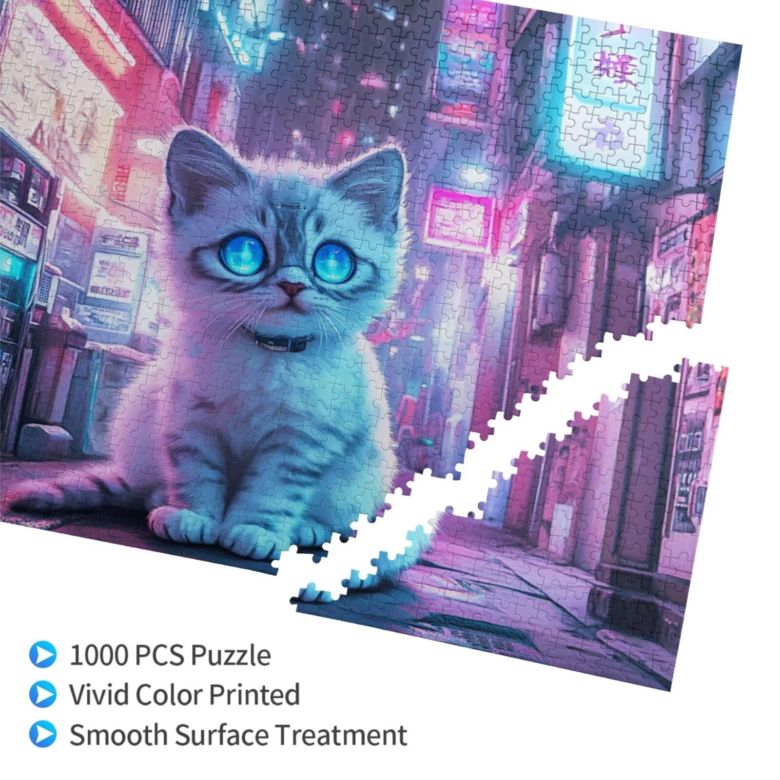 Puzzle kot, 1500 elementów, puzzle uliczne dla dorosłych, z pudełkiem na prezent, "zrób to sam", duże drewniane puzzle dla dorosłych, gra zręcznościowa dla całej rodziny, prezenty dla kobiet, 87 x 57