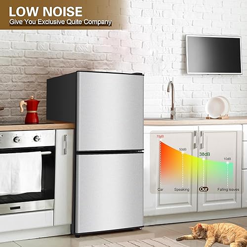 Miniatura 6 de Refrigerador compacto con congelador de 4.2 pies cúbicos de 2 puertas con termostato ajustable de 7 niveles, refrigerador pequeño con congelador