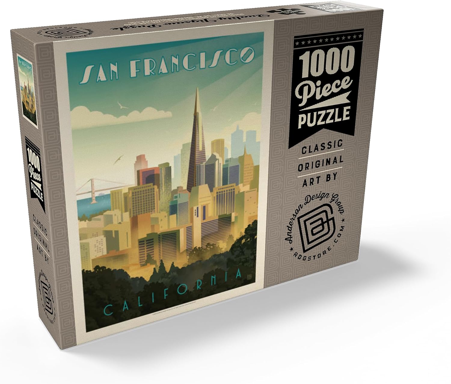 MyPuzzle San Francisco, CA: Tower View, Vintage Poster - Premium 1000 Piece Jigsaw Puzzle for Adults