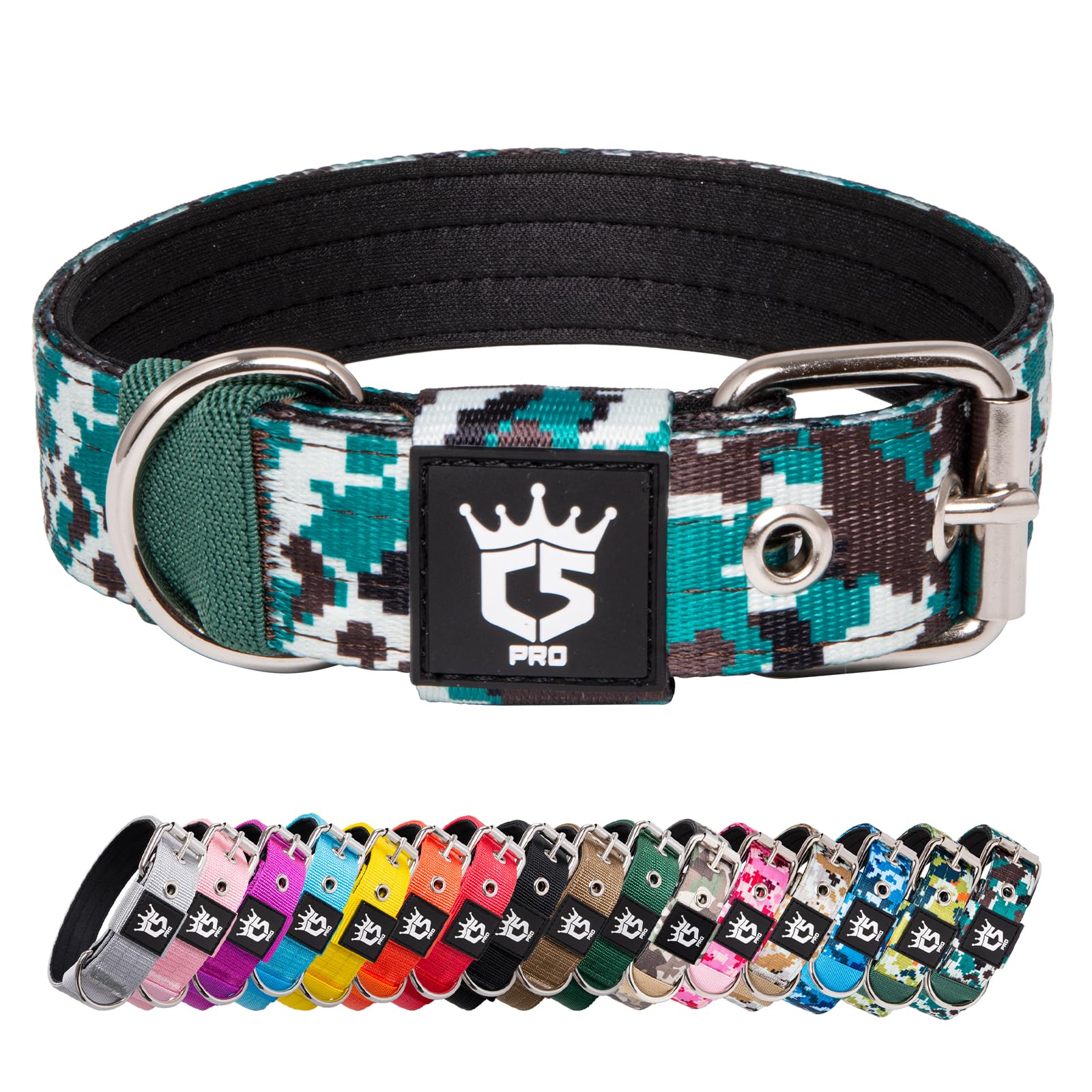 TSPRO Collar Táctico para Perros Ajustable, Collares con Broche de Metal Robusto, de 3,8 cm de Ancho, Duradero y Cómodo para Perros Medianos y Grandes (Camo Rosado M) — view 49