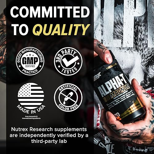 Miniatura 7 de Nutrex Research Soporte de testosterona Alpha-T Magnum para hombres | Suplemento anabólico con Tongkat Ali, Fadogia Agrestis, Shilajit y Ashwagandha