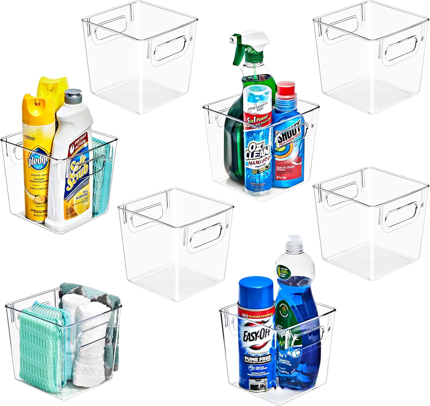 Sorbus 8 Pack Small Clear Plastic Storage Bins, Clear Organizer Bins with Handle for Kitchen, Pantry, Cabinet, Refrigerator, Craft, Toys, Clothes, Closet, Under Sink, Bathroom Organizers and Storage