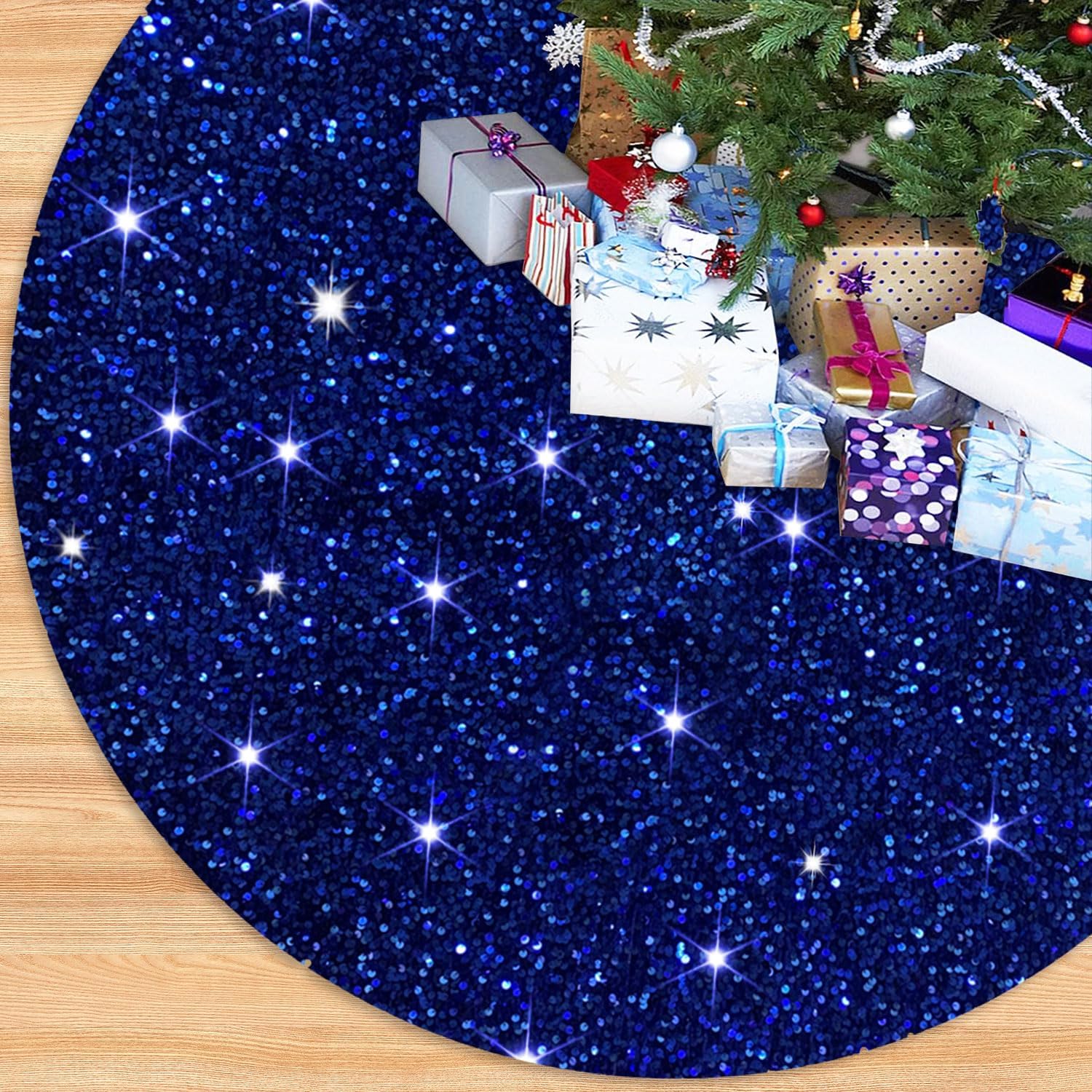 Royal Blue Christmas Tree Skirt 21 Inches Sparkle Christmas