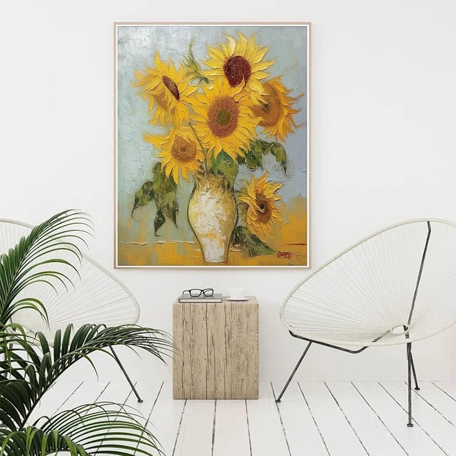 Amazon.com: Jsiluxna Original Abstract SunFlower Painting On