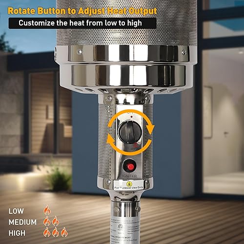 Miniatura 5 de Calentador de patio al aire libre, calentador de gas LP de propano con ruedas, 87 pulgadas de alto, 36000 BTU para patio comercial y residencial