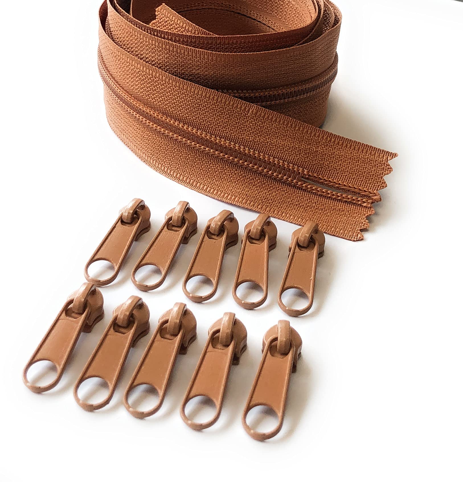 Ads Zipper Bistre - 280 Continuous Nylon No.5 Zip With Sliders #5 Chain Zipper On Roll With 10 Pullers (, 196.8" - 5 Metre)