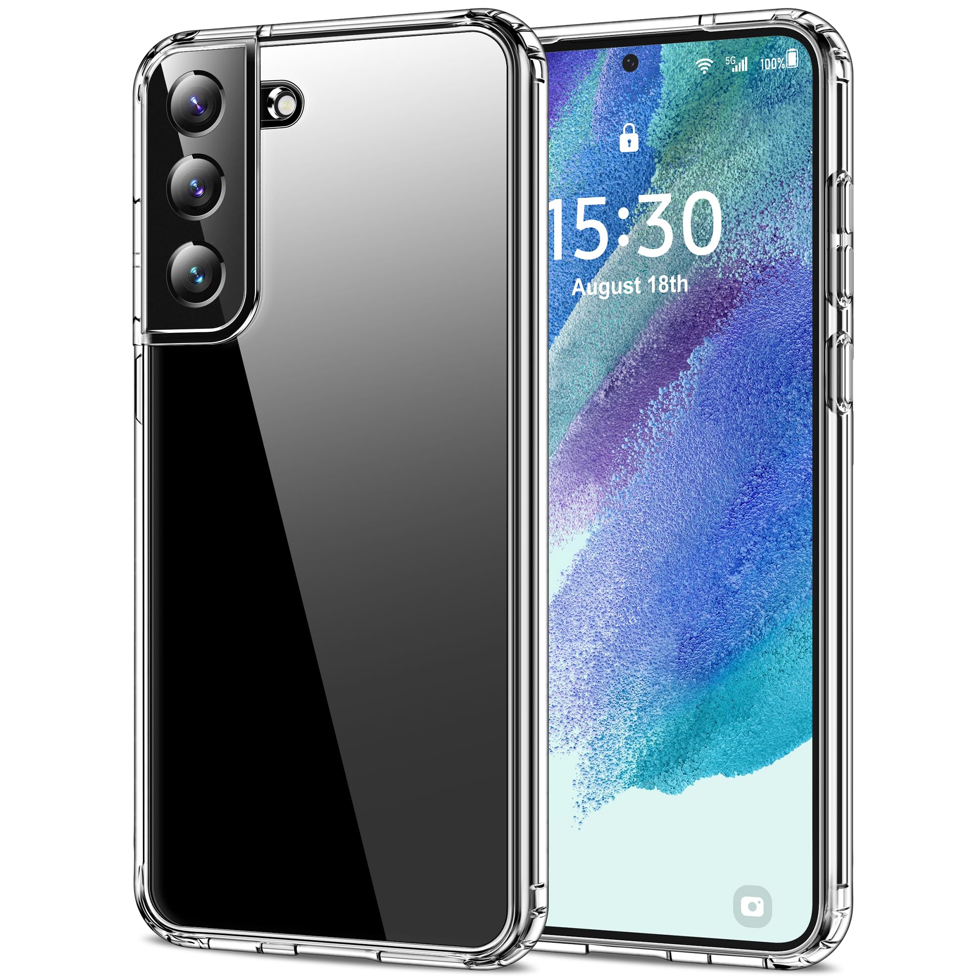 HOOMIL Case for Samsung Galaxy S21 FE 5G, Non-Yellowing, Drop Protection, Anti-Scratch Transparent Hard Back Phone Cover - Crystal Clear