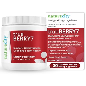 NatureCity True-Berry-7 Super Polyphenol Fruit Blend Drink Mix - Immune Support Supplement with Organic Elderberry Extract Antioxidants Supplement - 7 Scientifically Backed Ingredients 30 Servings