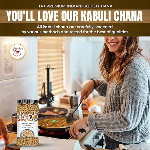 Miniatura 7 de TAJ Premium Indian Kabuli Chana, granos de garbanzo secos, (frasco de 3.5 libras)