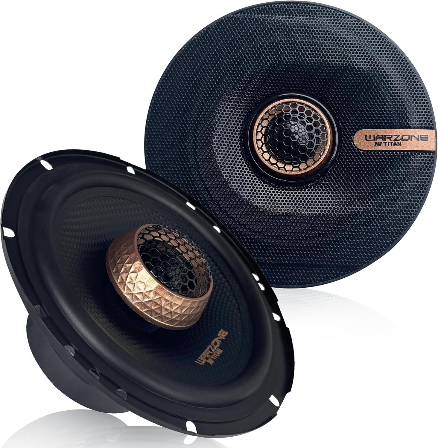 Warzone 2X WZ65PTi 6.5-Inch Super Coaxial Speaker Pair, 4 Ohm, 450W Max, 120W RMS, 92dB Sensitivity, Ferrite Woofer & PEI Dome Tweeter for Pro Car Audio