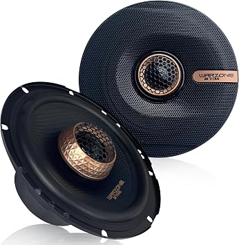 Warzone 2X WZ65PTi 6.5-Inch Super Coaxial Speaker Pair, 4 Ohm, 450W Max, 120W RMS, 92dB Sensitivity, Ferrite Woofer & PEI Dome Tweeter for Pro Car Audio