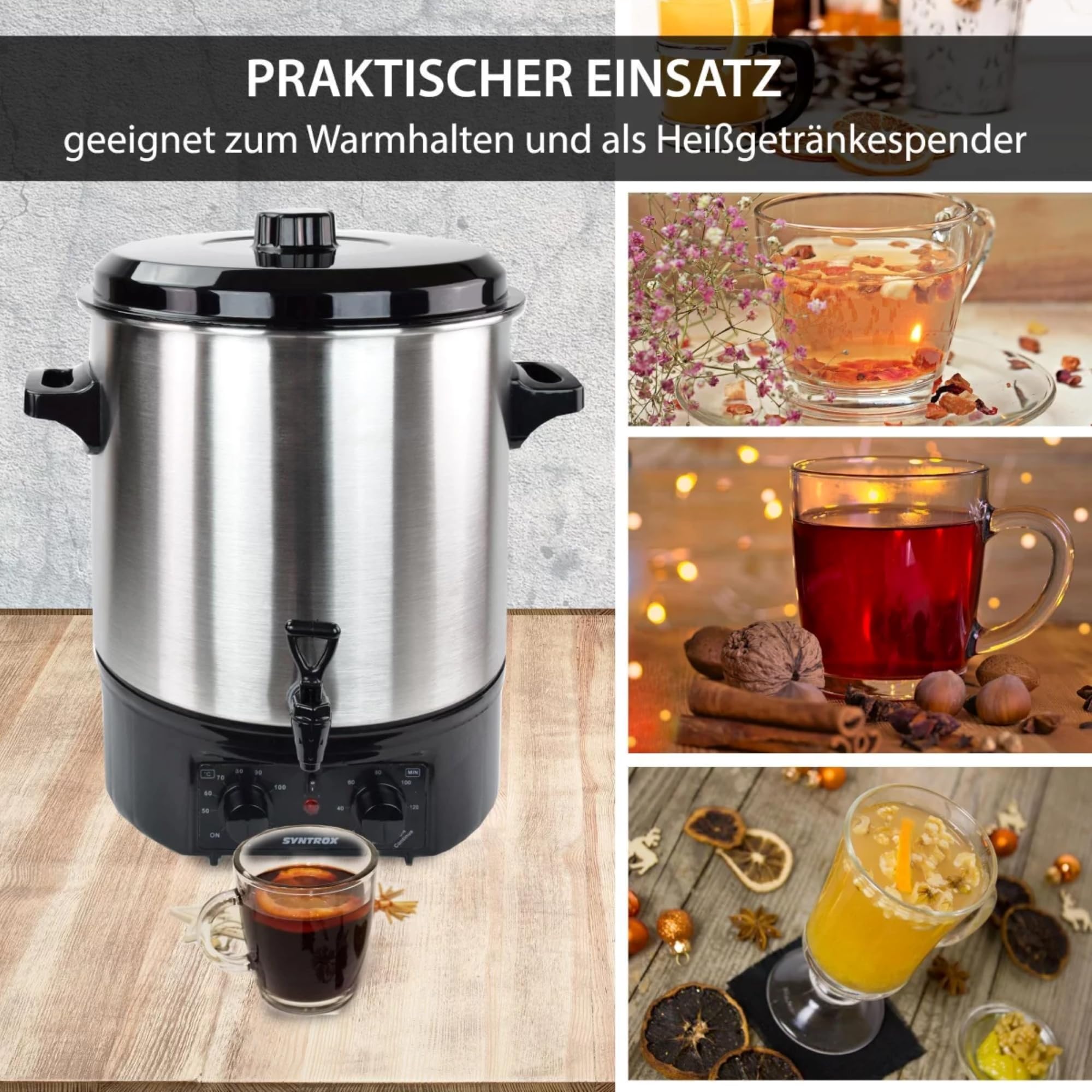 Syntrox Germany Einkochautomat Glühweinkocher 27 Liter Edelstahl 2000 Watt