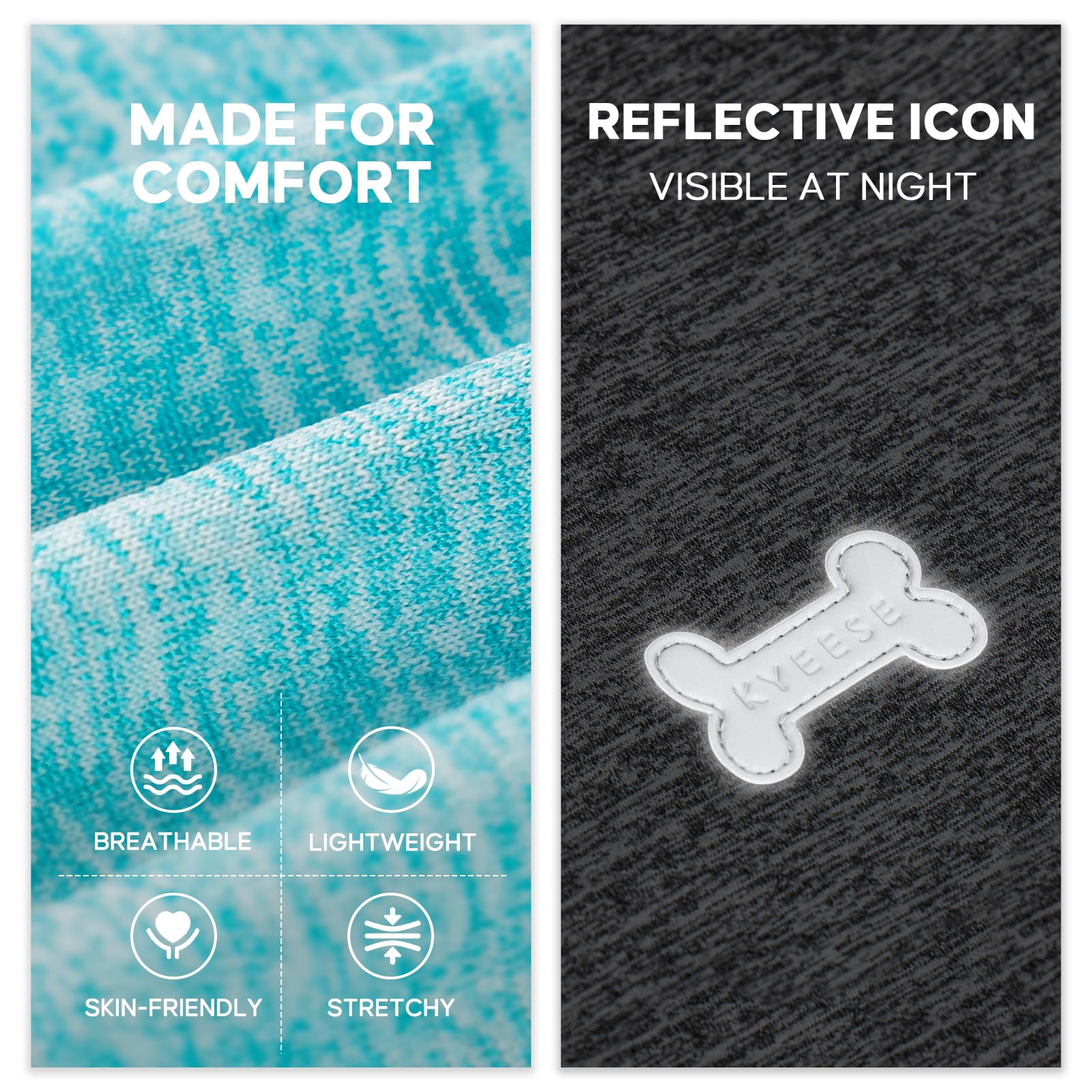 KYEESE Paquete de 2 camisas para perro, protección solar, secado rápido, suaves, elásticas, con etiqueta reflectante, chaleco sin mangas, ropa para perros pequeños y medianos, S, gris y azul