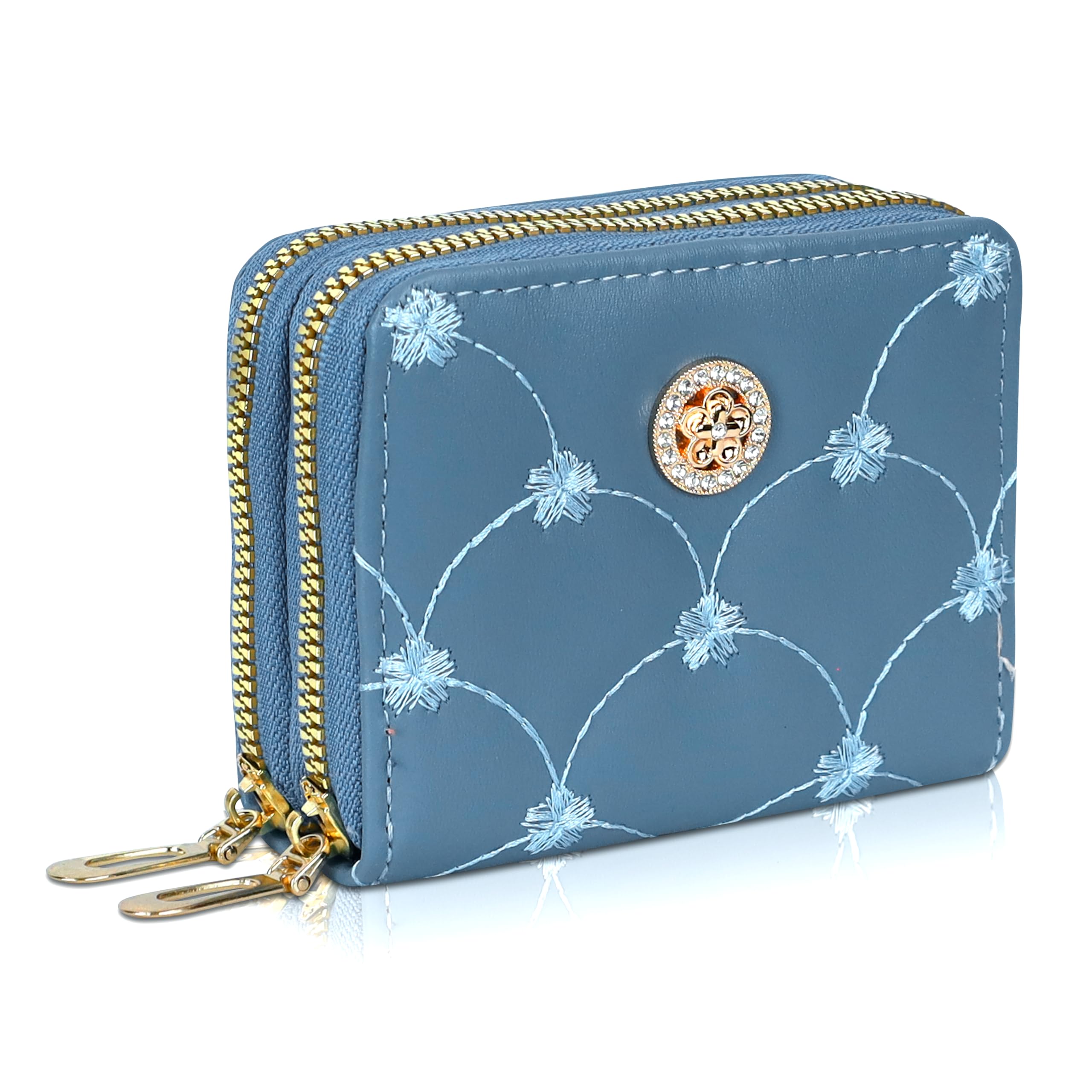nfi essentials Small Wallet for Women, PU Leather Mini Clutch Wallet for Girls, Dual Zipper Wallets, Credit Card Holder Coin Purse for Girls-picture-48