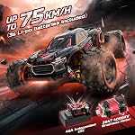 DEERC Sans pinceaux RC Voiture pour adultes 46+MPH, 1/14 4WD Camion Monster de contrôle hors route, 2,4Ghz rapide RC Camion, tout terrain Télécommande Voiture W/ 7 Mode d'éclairage,2×3S LiPo Batteries pour les enfants 1217